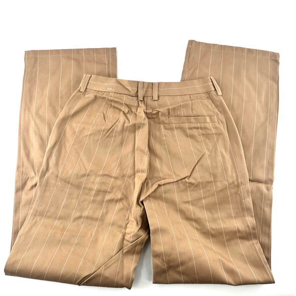 Adidas Women's Warm Sandstone Off White Pinstripe Twill Loose Pants Size 16 - Picture 7 of 11